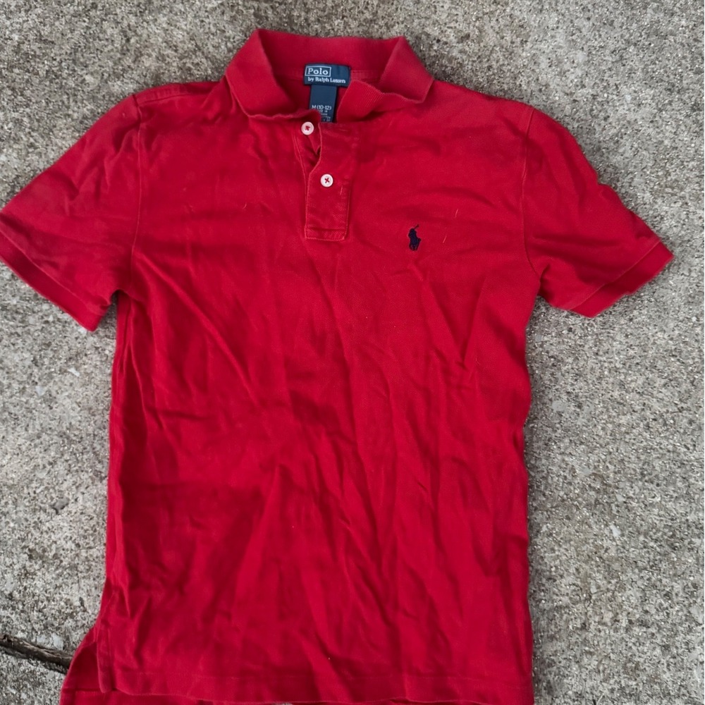 Polo Ralph Lauren Boys Red Short Sleeve Pique Polo Shirt Size Medium 10-12